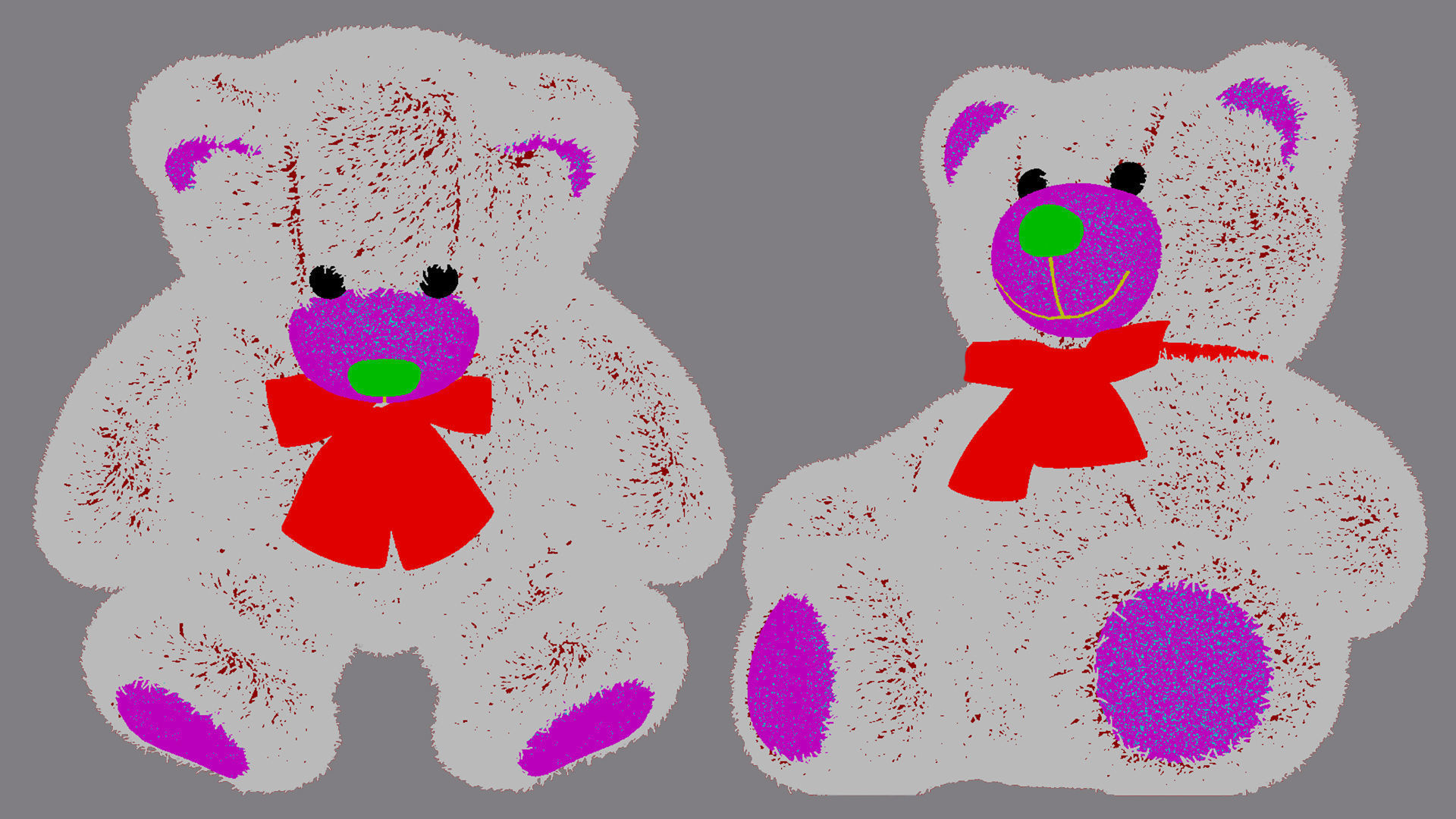 toy teddy bear brown with a bow VRay Fur 3D model_11