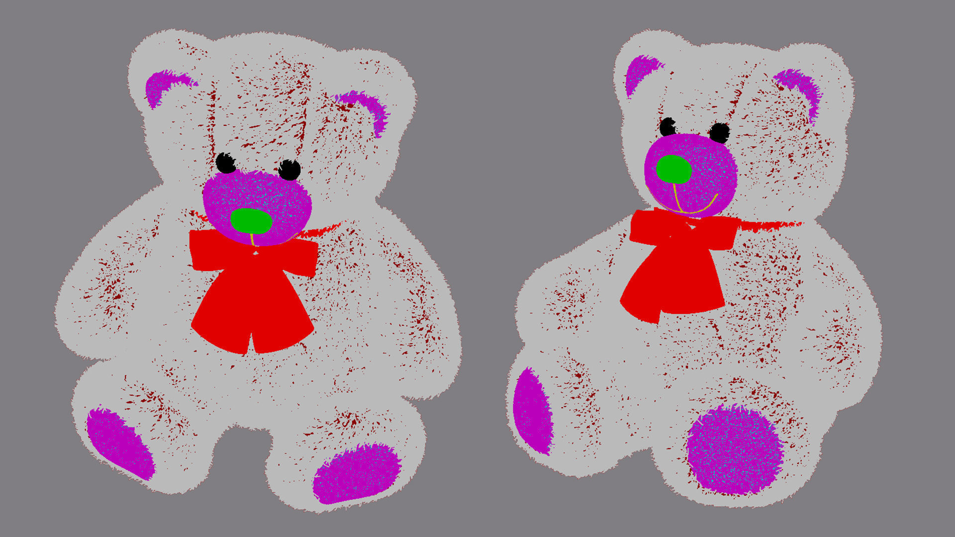 toy teddy bear brown with a bow VRay Fur 3D model_9