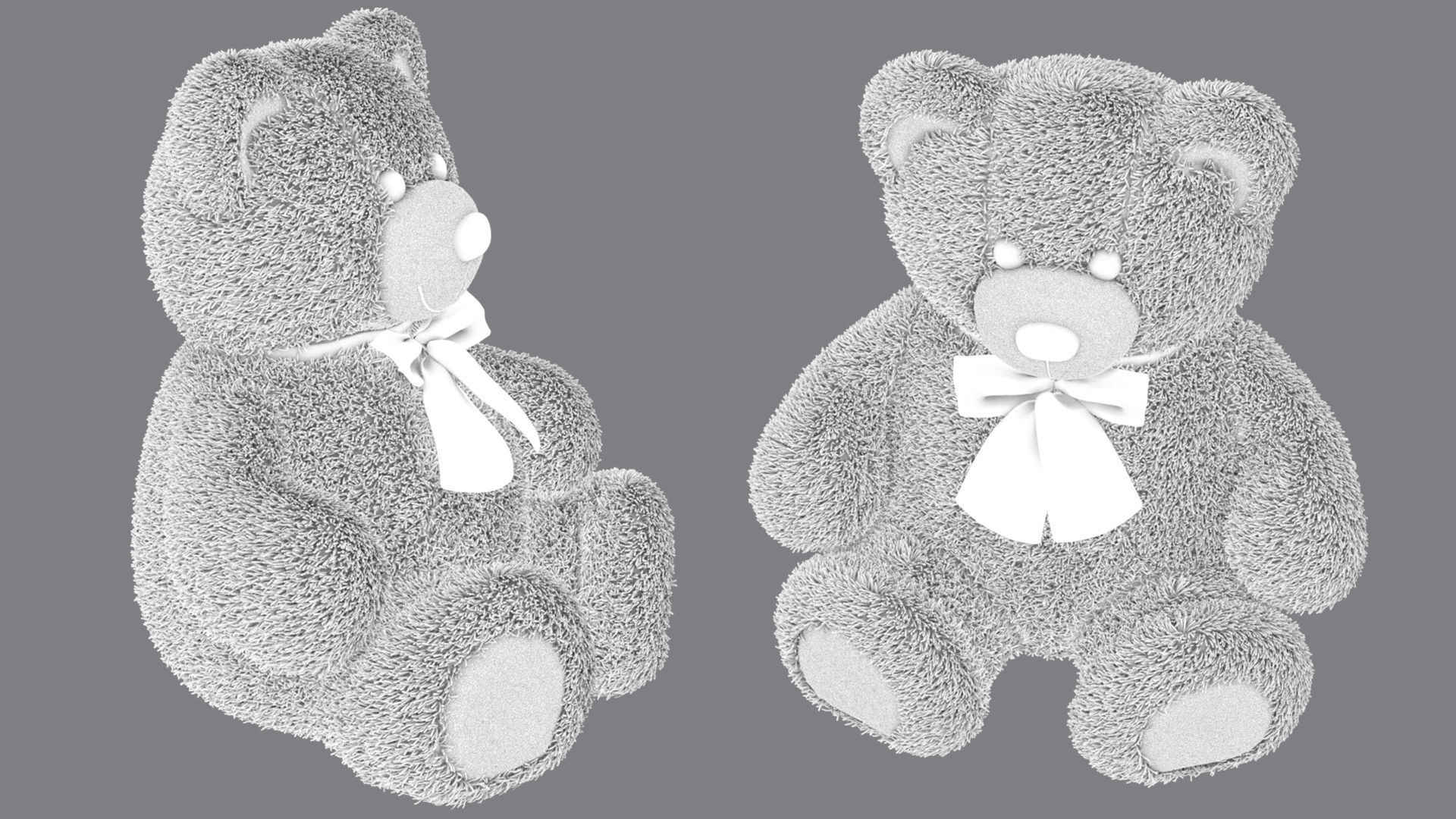 toy teddy bear brown with a bow VRay Fur 3D model_10