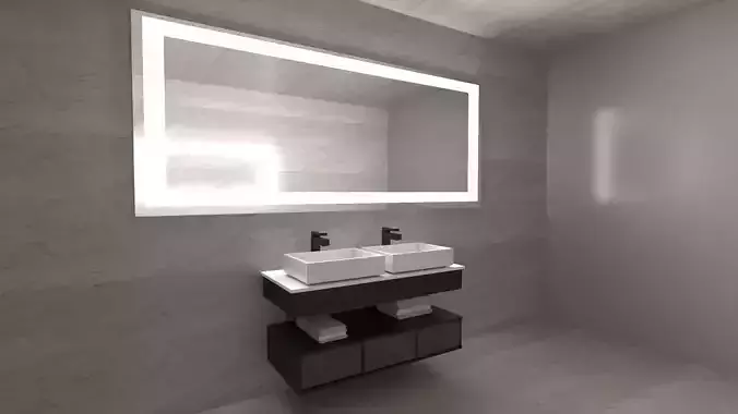 A Modern Dark Bathroom Vanity in Which Comes With A Mirror