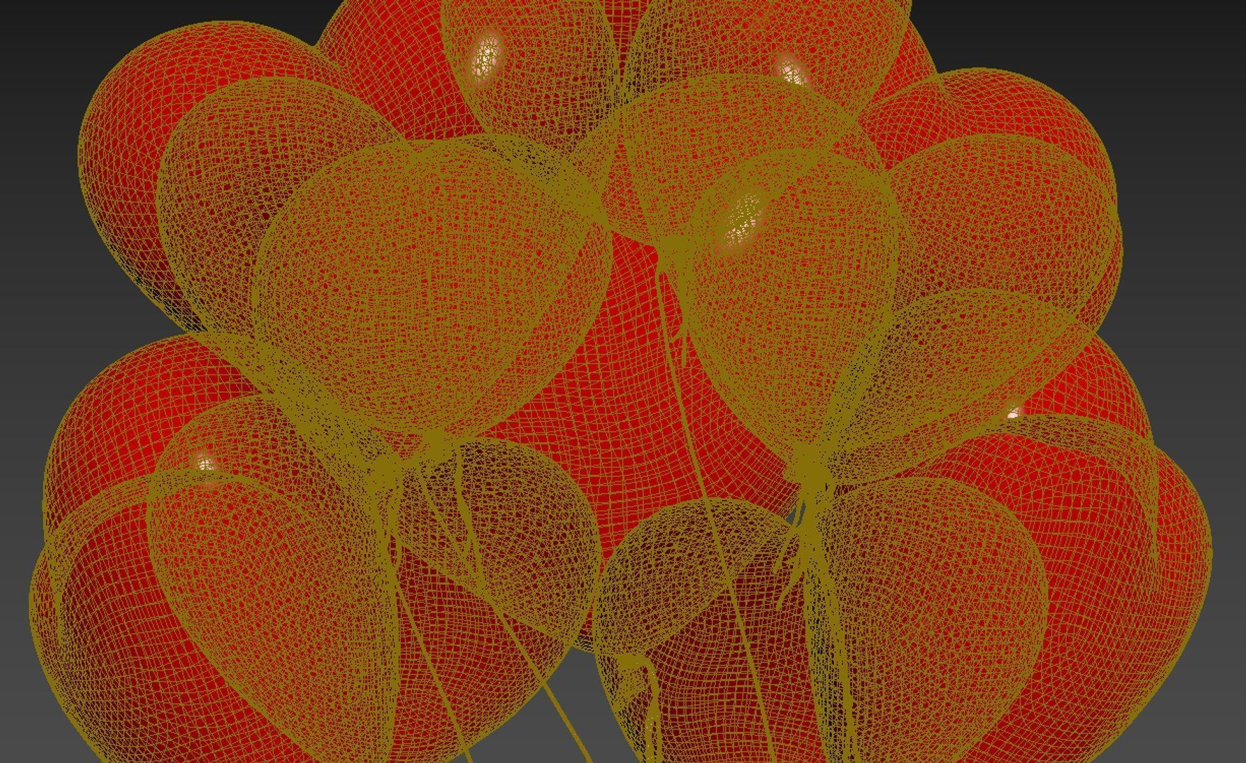 red heart shaped balloons for valentines day  3D model_6