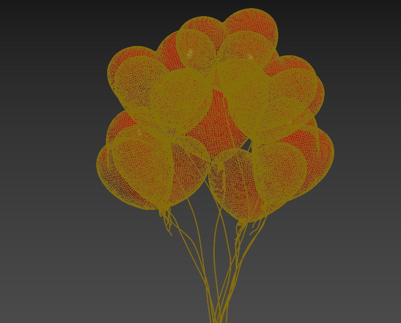red heart shaped balloons for valentines day  3D model_3
