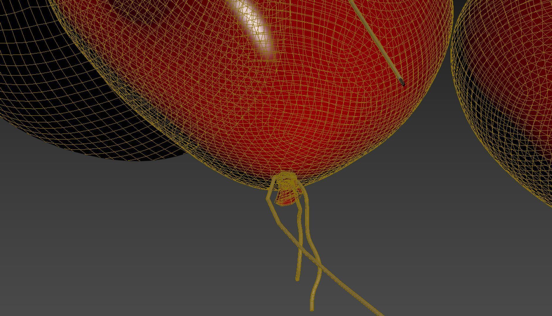 red heart shaped balloons for valentines day  3D model_4