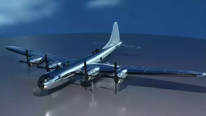 EnolaGay B-29 Superfortress bomber and LittleBoy Atomic Bomb 3D model