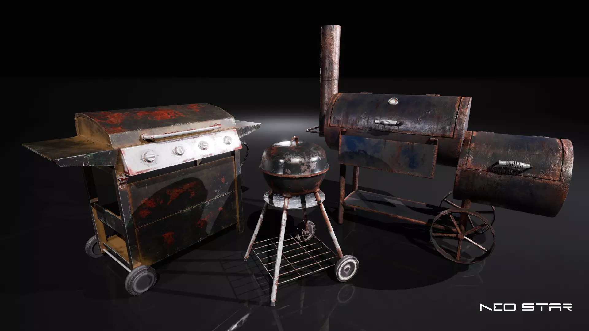 Old Rusty Grills Low-poly 3D model_0