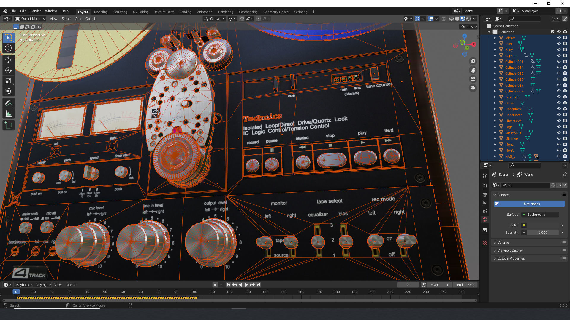 Technics 1500 Low-poly 3D model_14