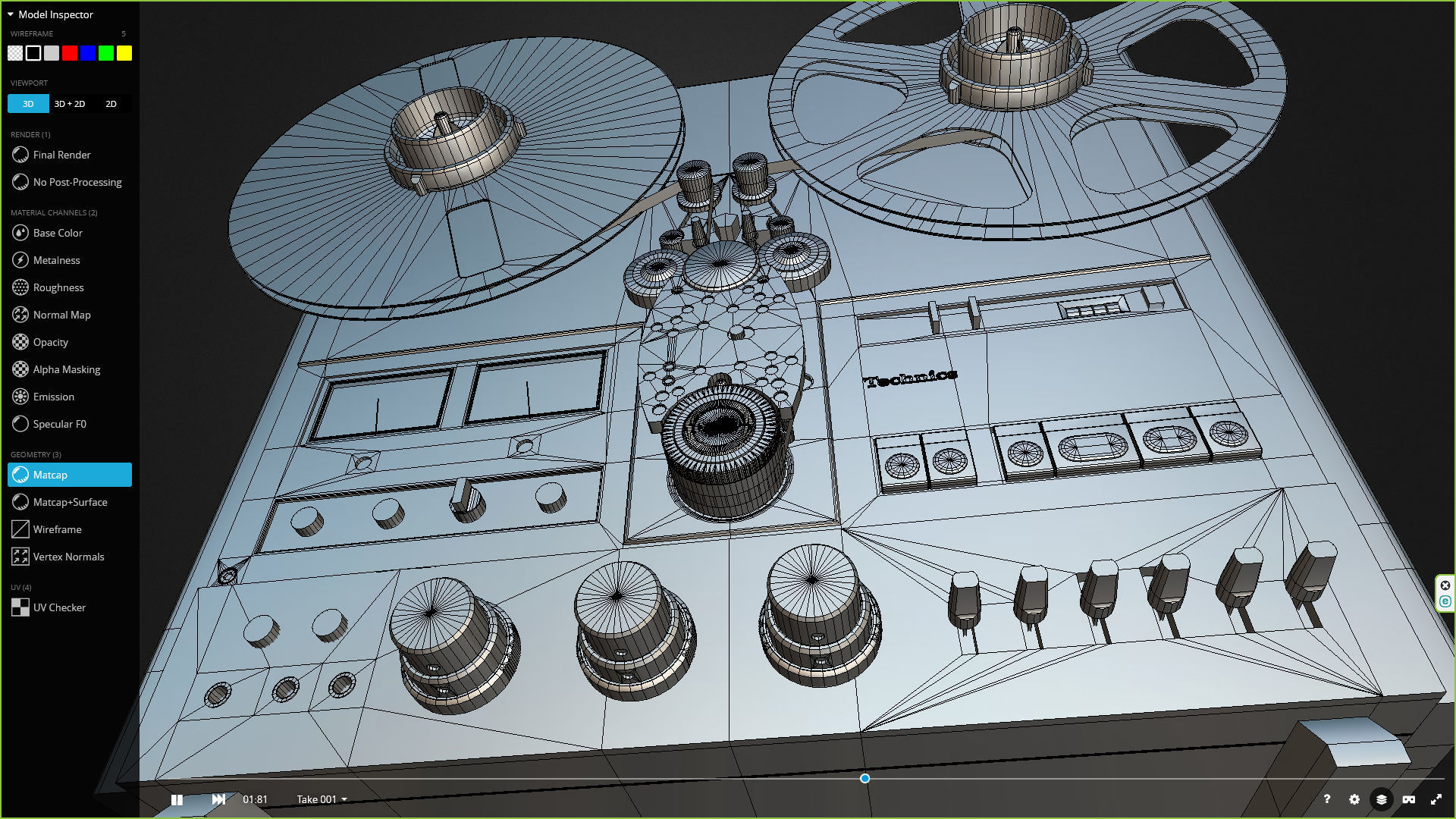 Technics 1500 Low-poly 3D model_8