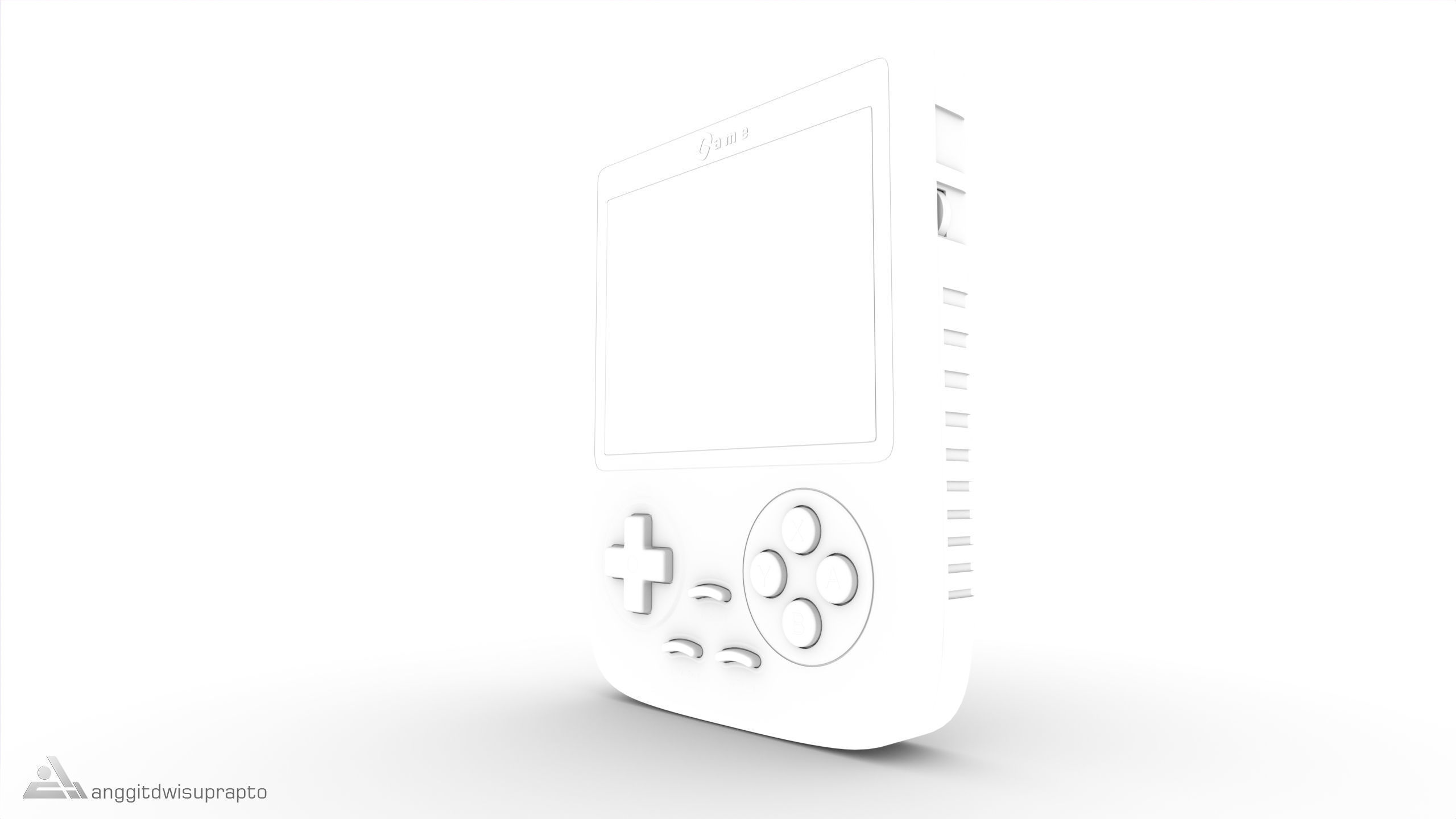 Portable Gaming Device Red 3D model_12