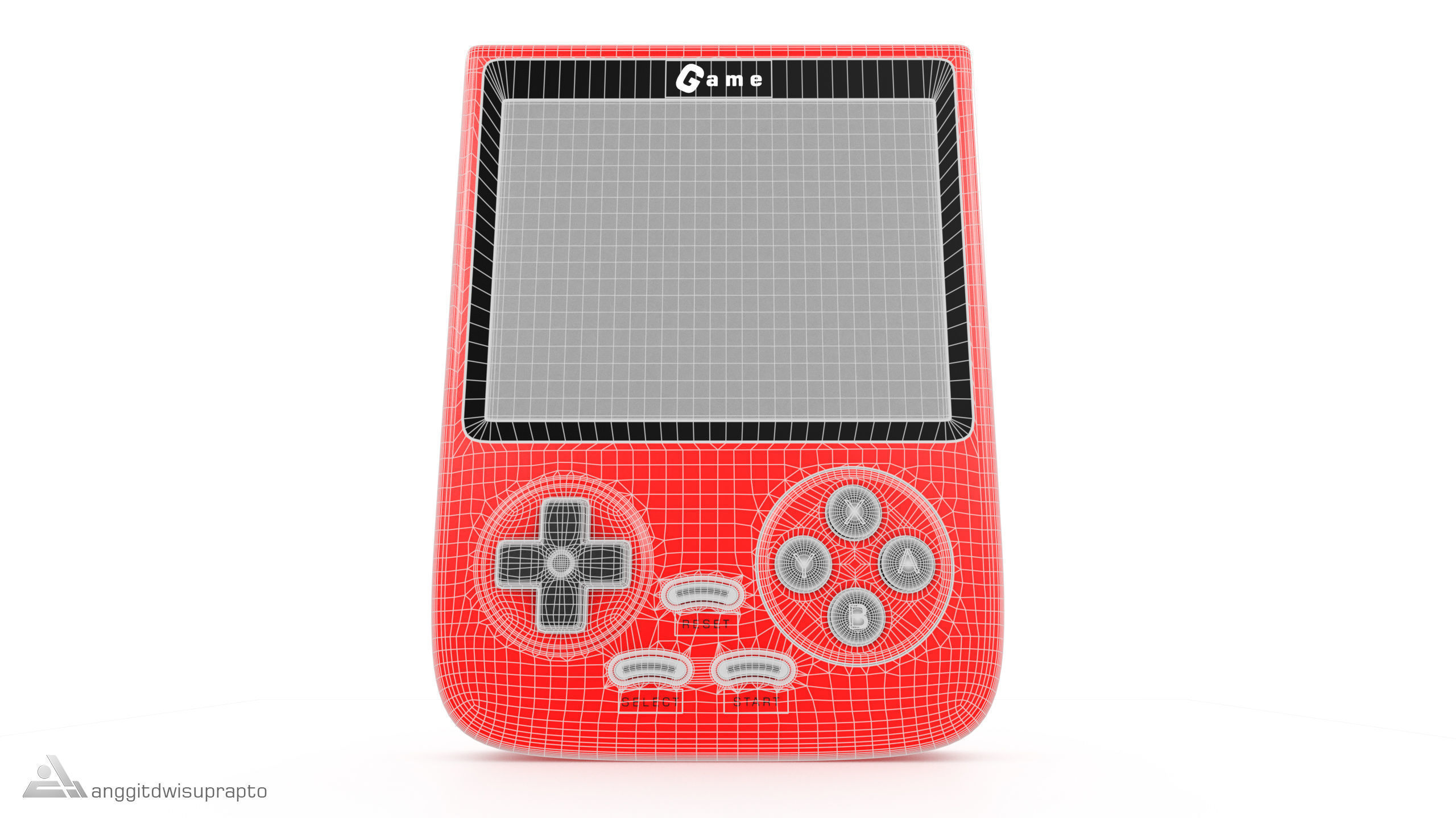 Portable Gaming Device Red 3D model_10