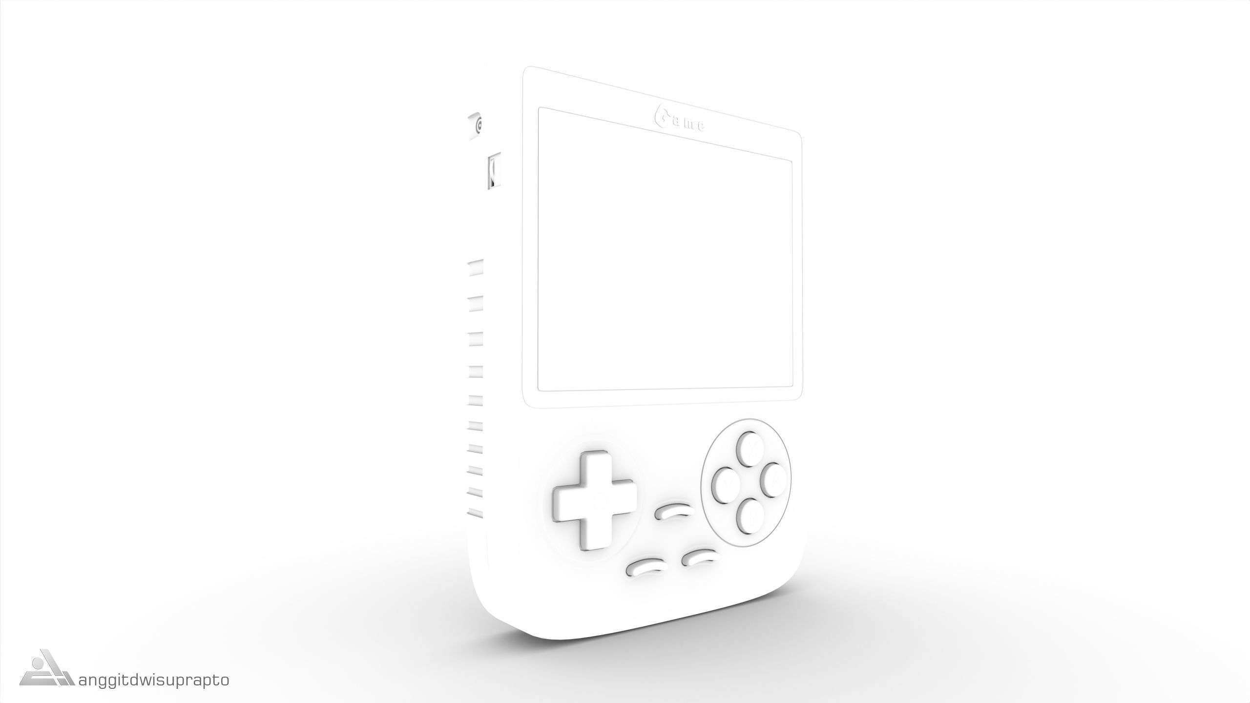 Portable Gaming Device Red 3D model_11