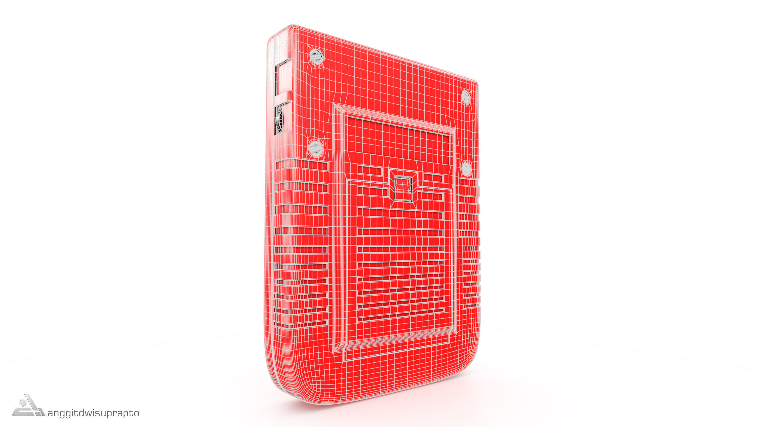 Portable Gaming Device Red 3D model_9