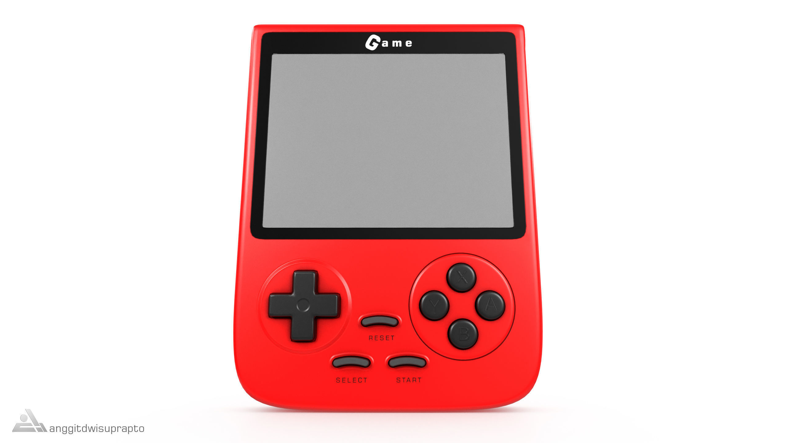 Portable Gaming Device Red 3D model_5