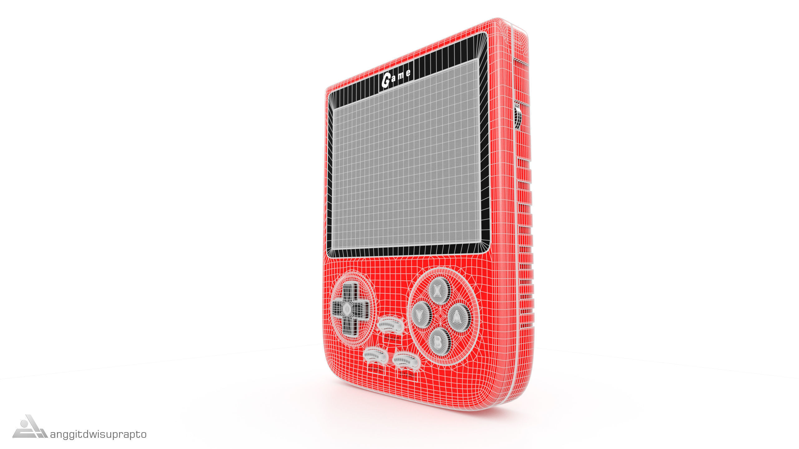 Portable Gaming Device Red 3D model_7