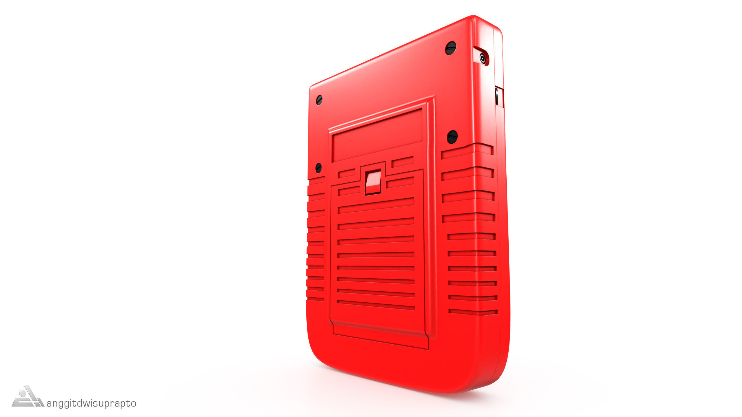 Portable Gaming Device Red 3D model_3