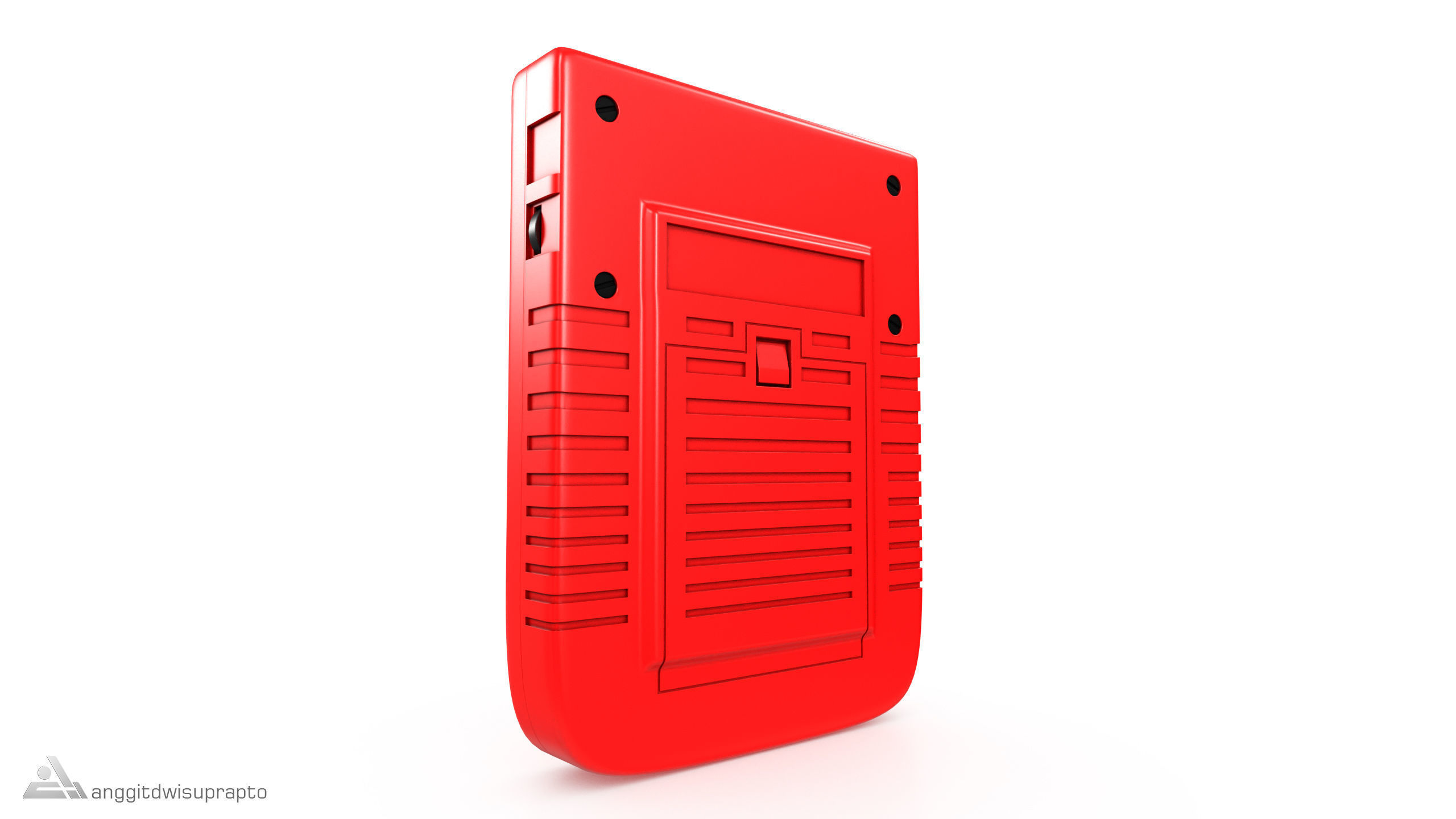 Portable Gaming Device Red 3D model_4