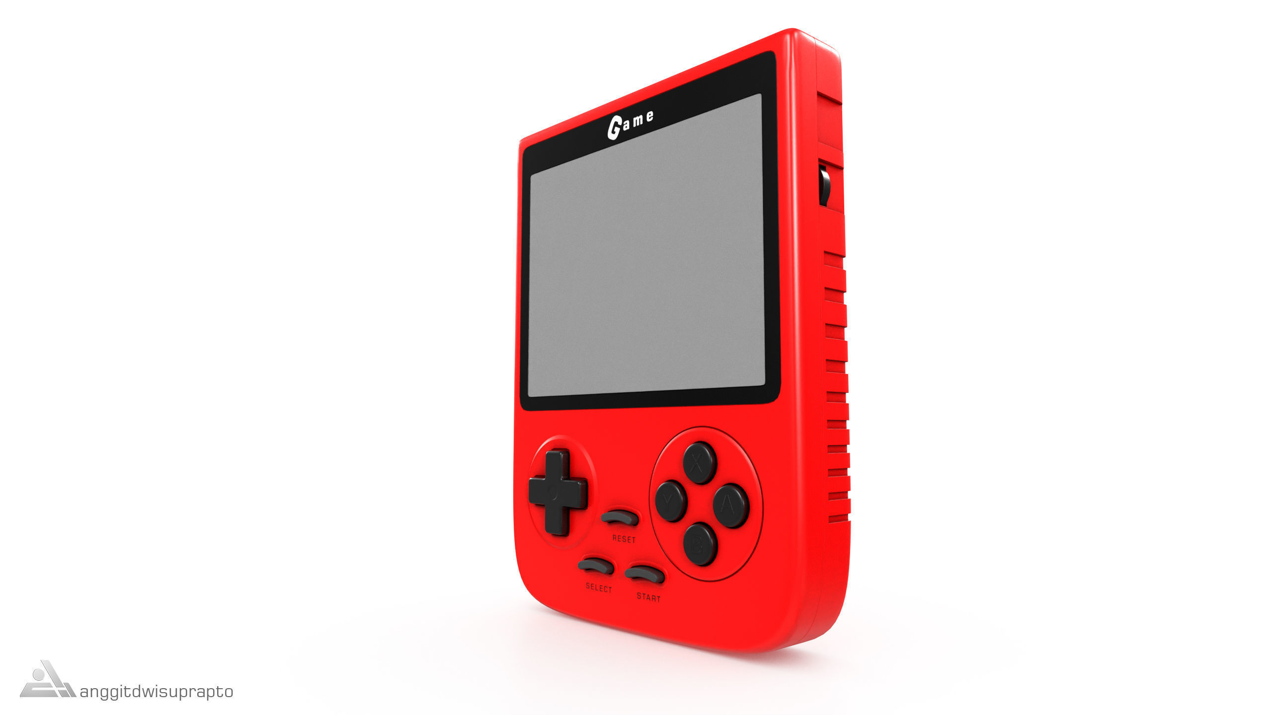 Portable Gaming Device Red 3D model_2