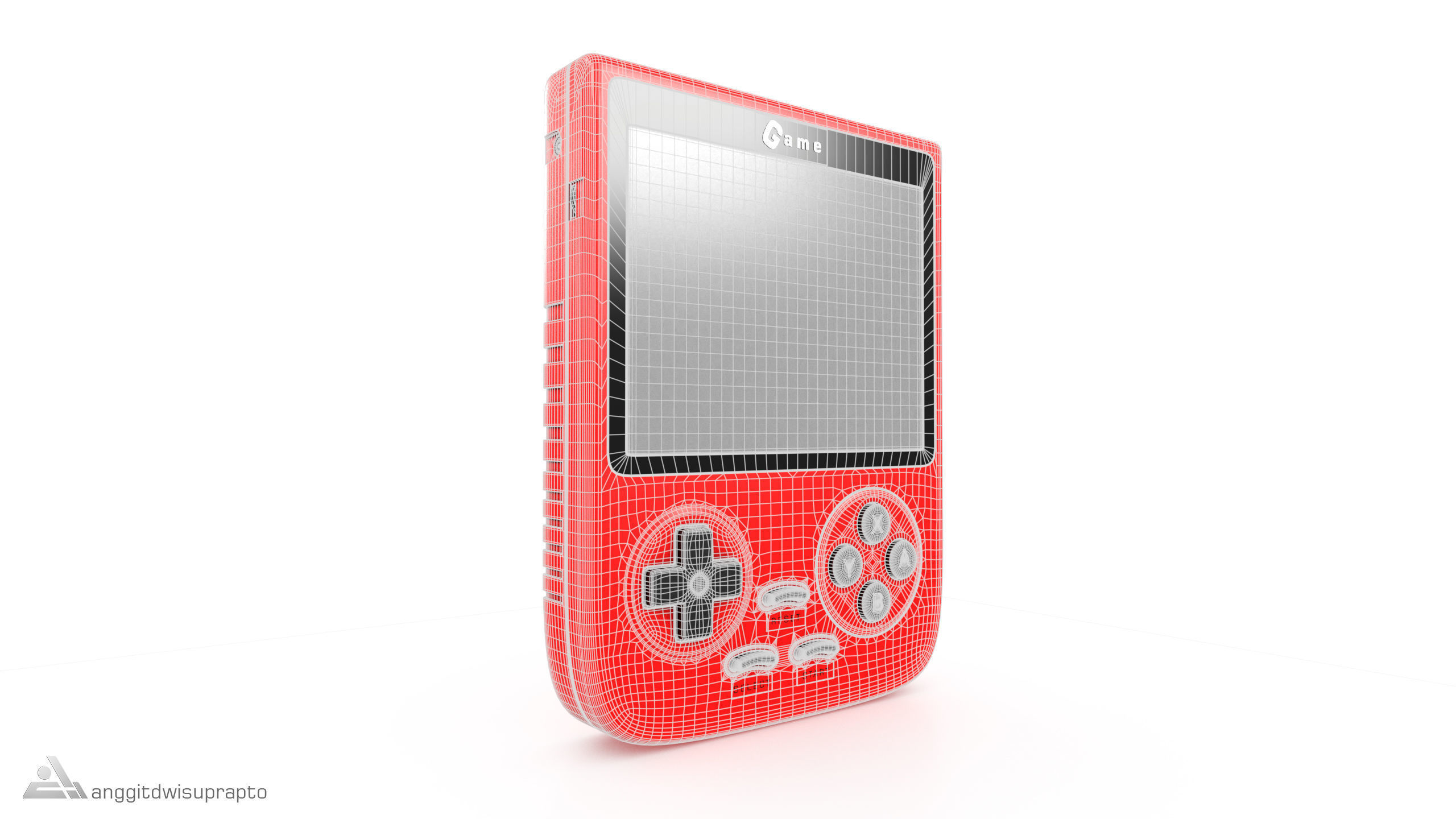 Portable Gaming Device Red 3D model_6