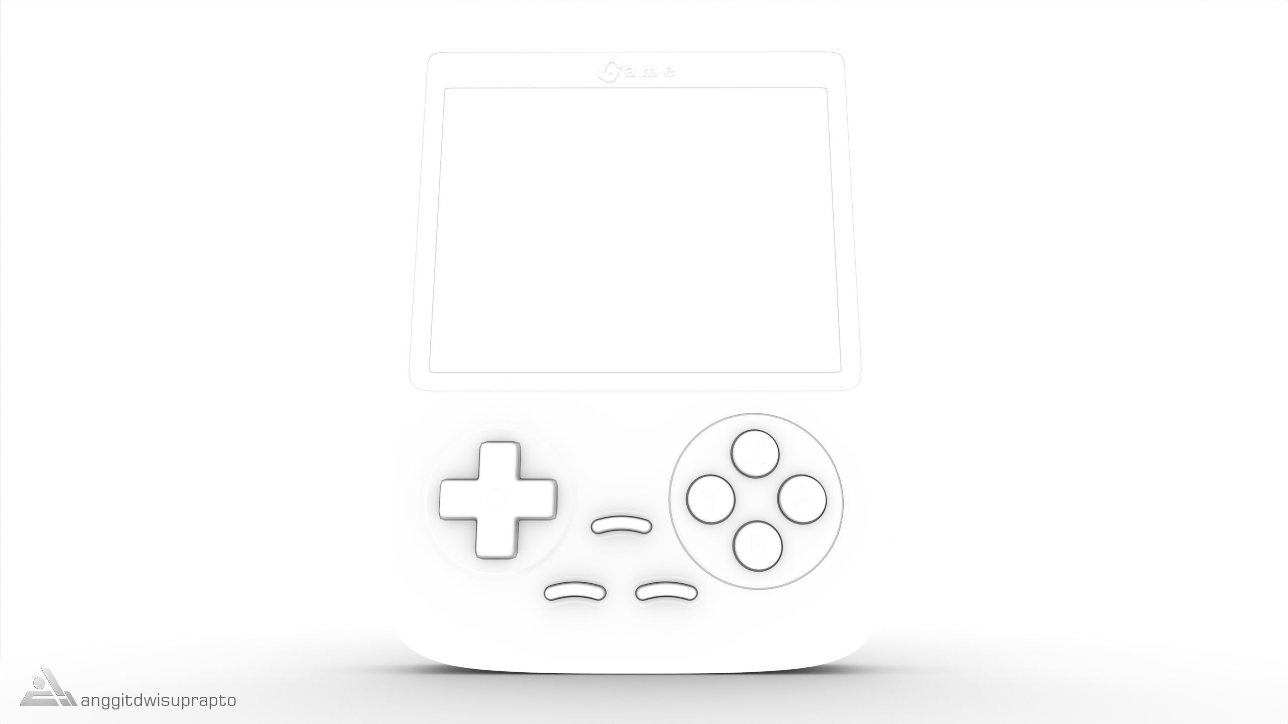 Portable Gaming Device Red 3D model_15
