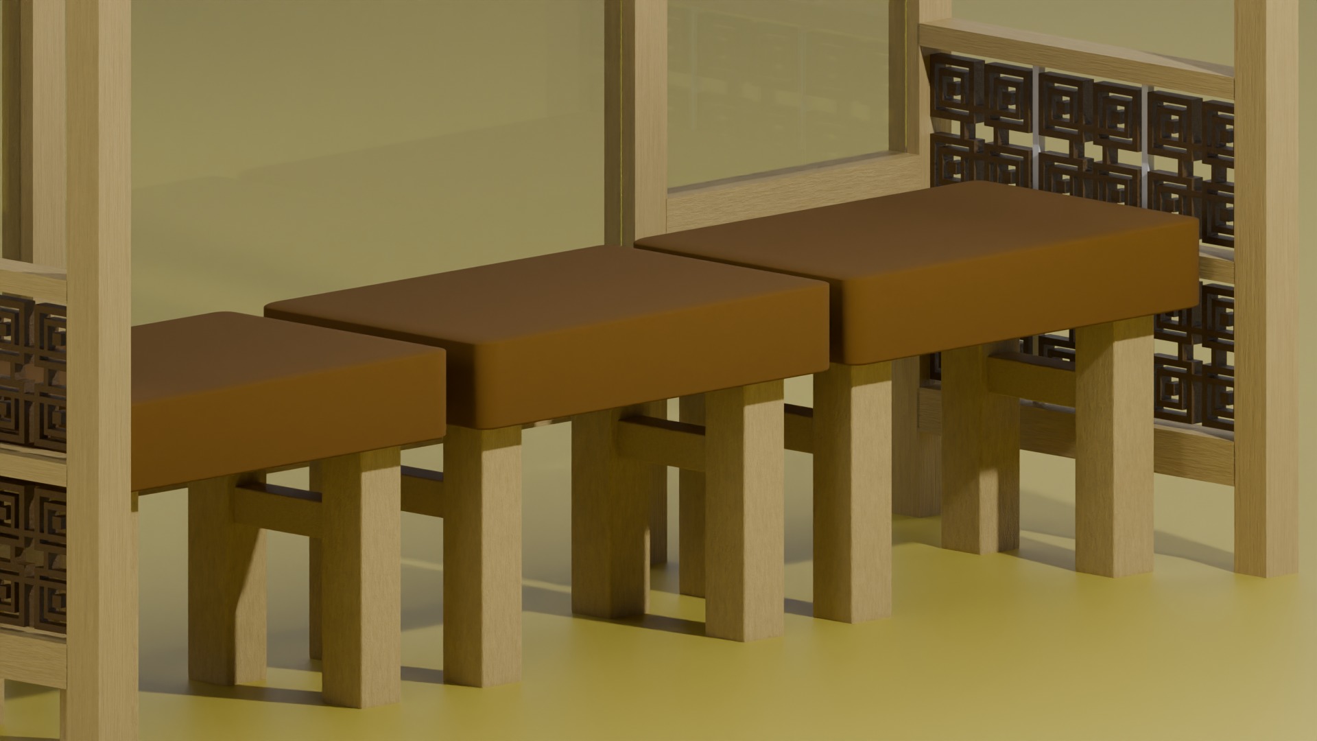 Bus Stop In Chinese Style 3D model_5