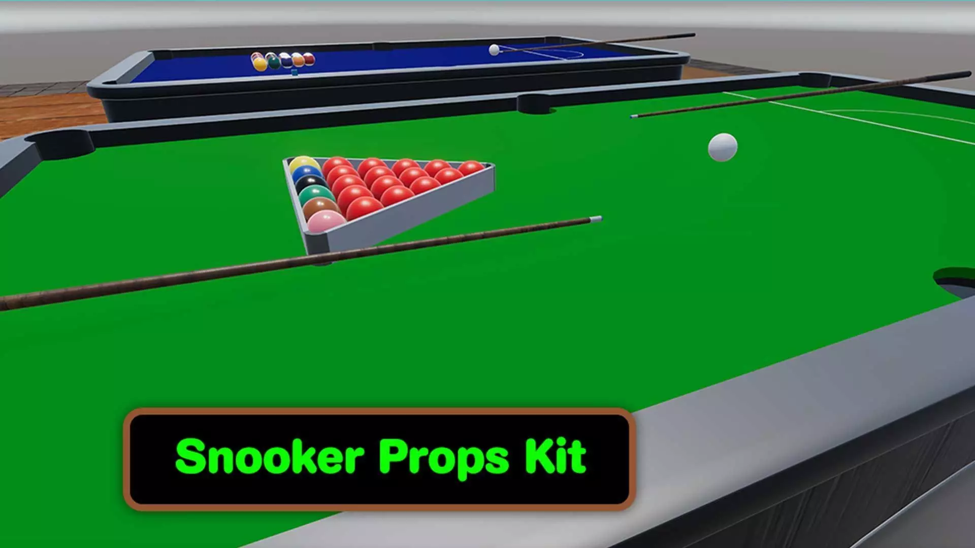 Snooker Table Cue and Balls  Complete 3D Kit  Low-poly 3D model_0