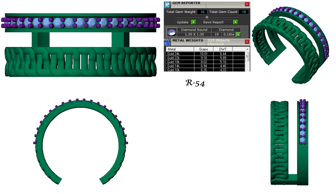 Jewelry 3D Models with render and 3dm stl - R-54 3D print model_3