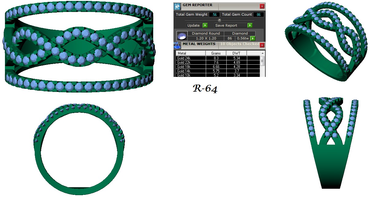 Jewelry 3D Models with render and 3dm stl - R-64 3D print model_3