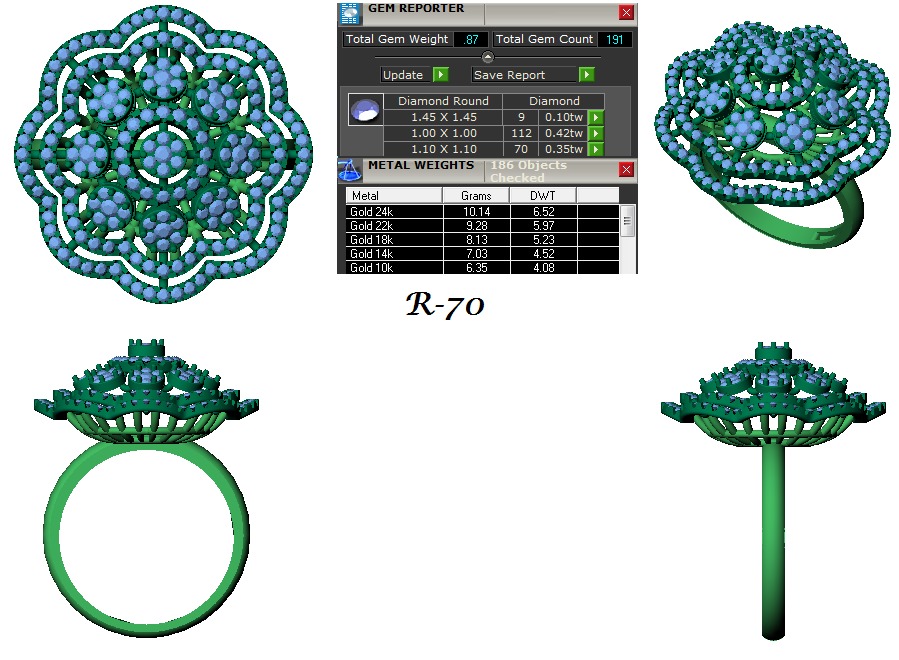Jewelry 3D Models with render and 3dm stl - R-70 3D print model_3