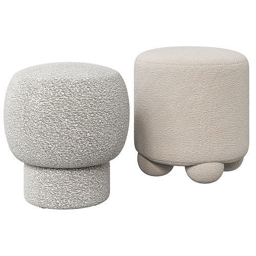 Corner Design poufs Plush and Zua 3D model