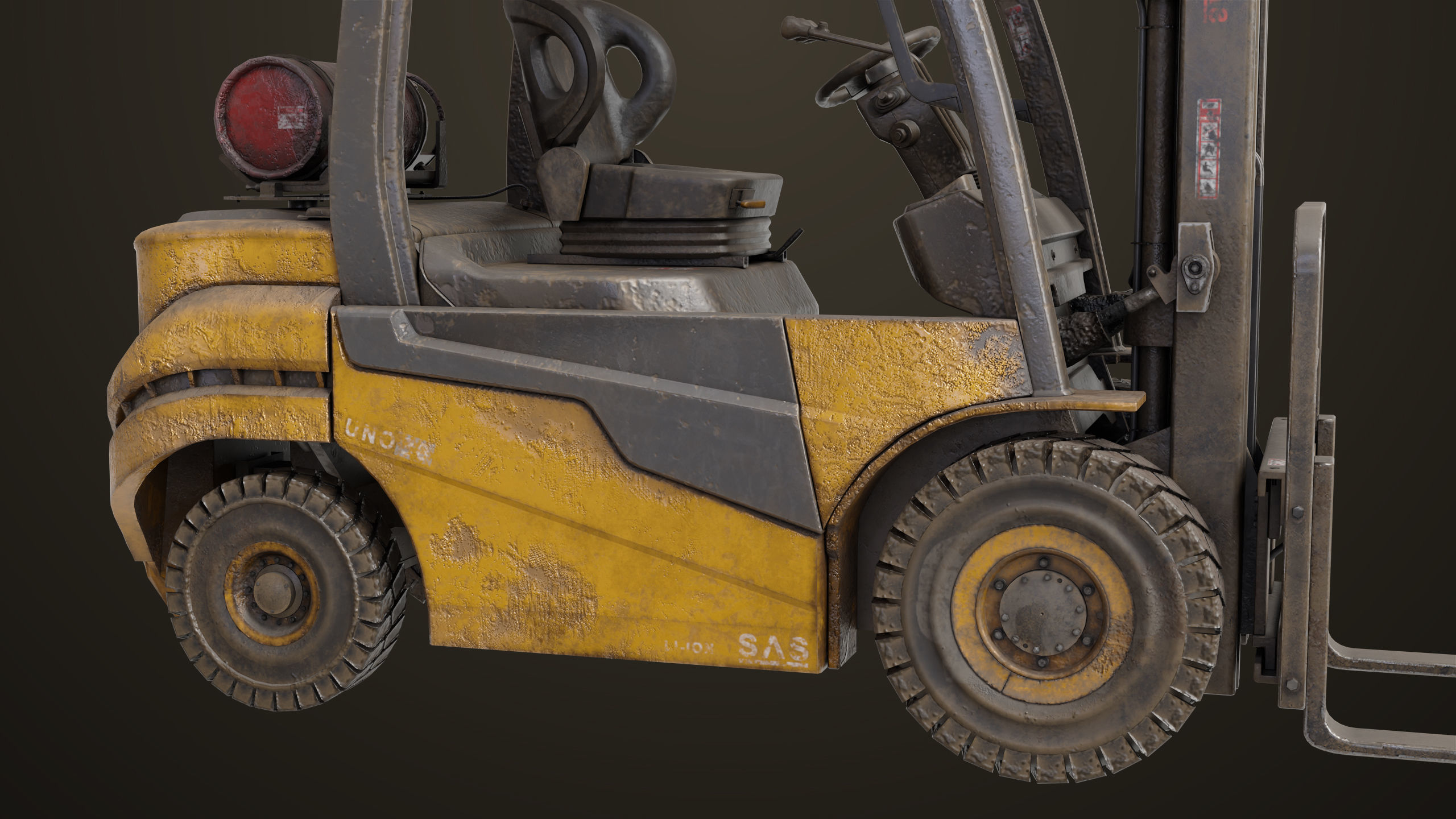 Forklift Truck 02 Old Dusty All PBR Unity UE Textures Low-poly 3D model_9