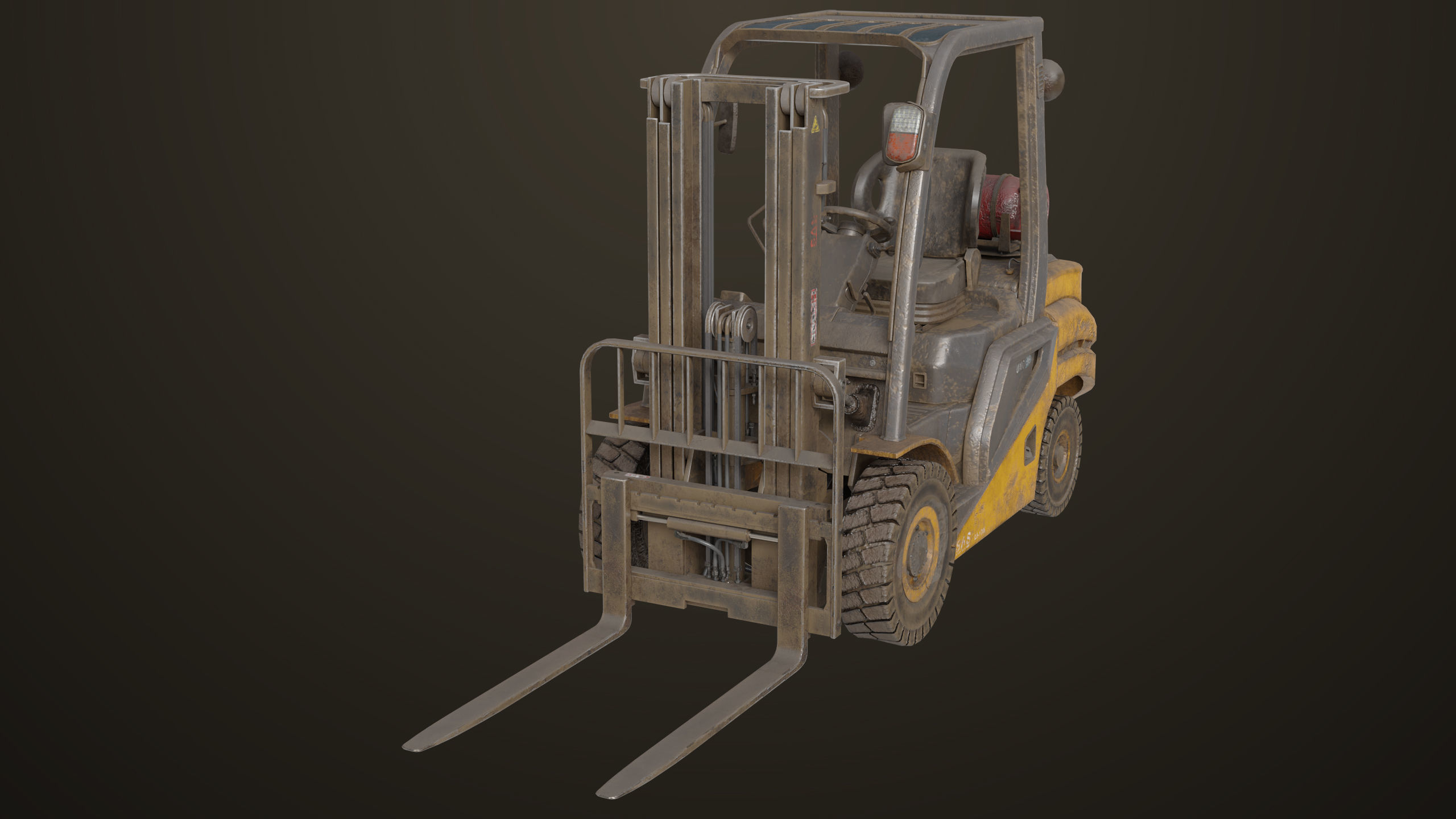 Forklift Truck 02 Old Dusty All PBR Unity UE Textures Low-poly 3D model_13