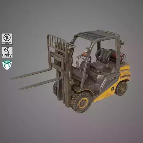 Forklift Truck 02 Old Dusty All PBR Unity UE Textures Low-poly 3D model