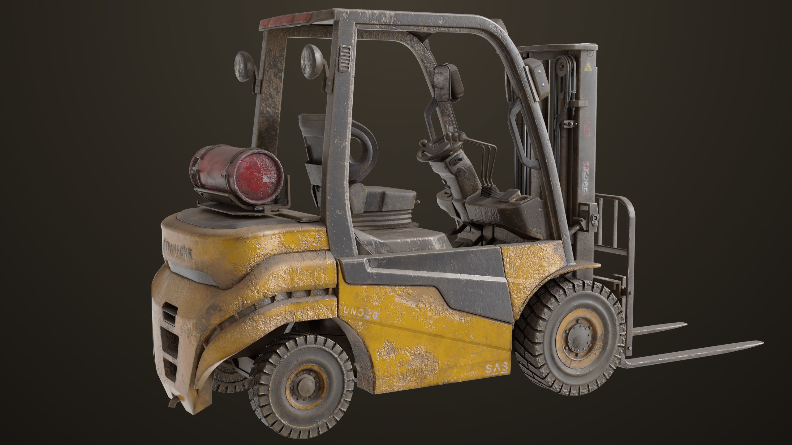 Forklift Truck 02 Old Dusty All PBR Unity UE Textures Low-poly 3D model_29