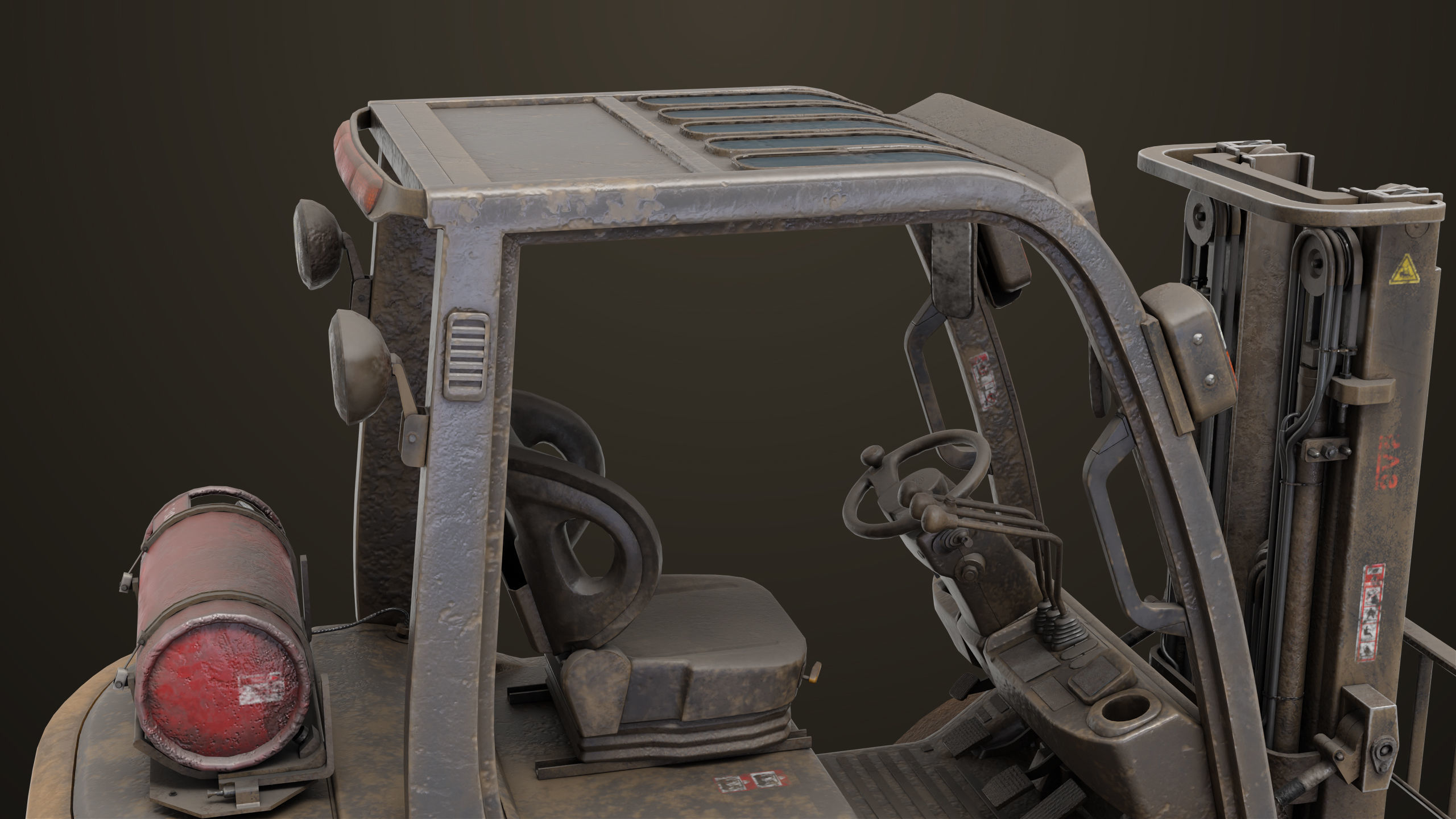 Forklift Truck 02 Old Dusty All PBR Unity UE Textures Low-poly 3D model_11
