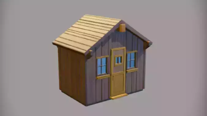 wooden house with windows and door