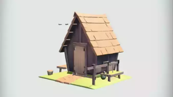 cartoonish wooden house 3D model