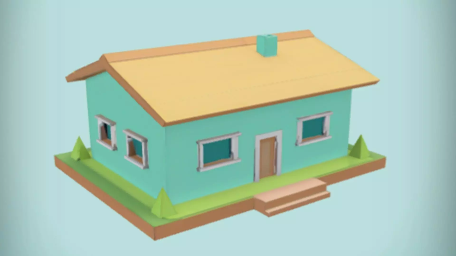 Simple cartoon house model 3D model_0