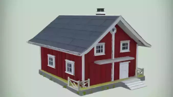red wooden house with chimney
