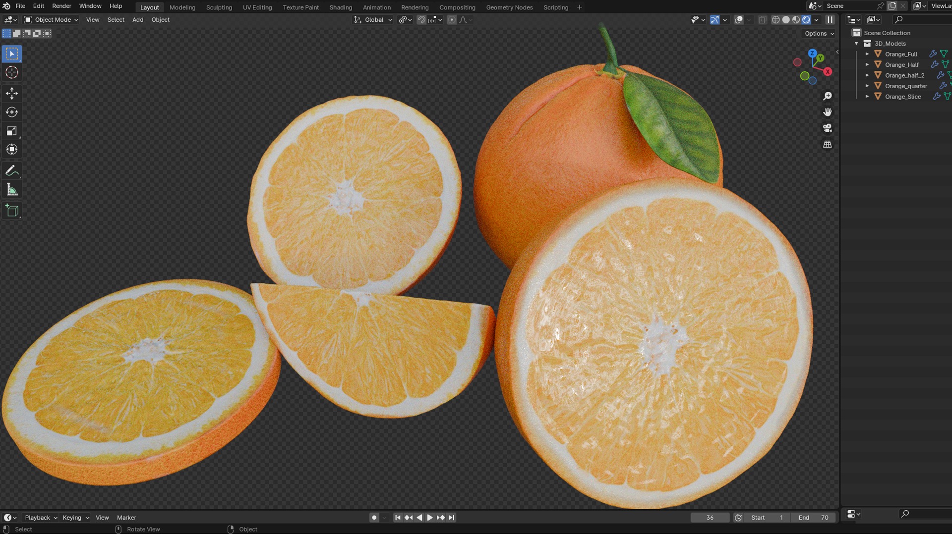Orange Fruit 3d Model 3D model_6
