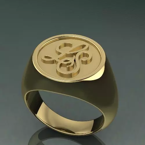 Ring with letters L S N011312 3D print model_0