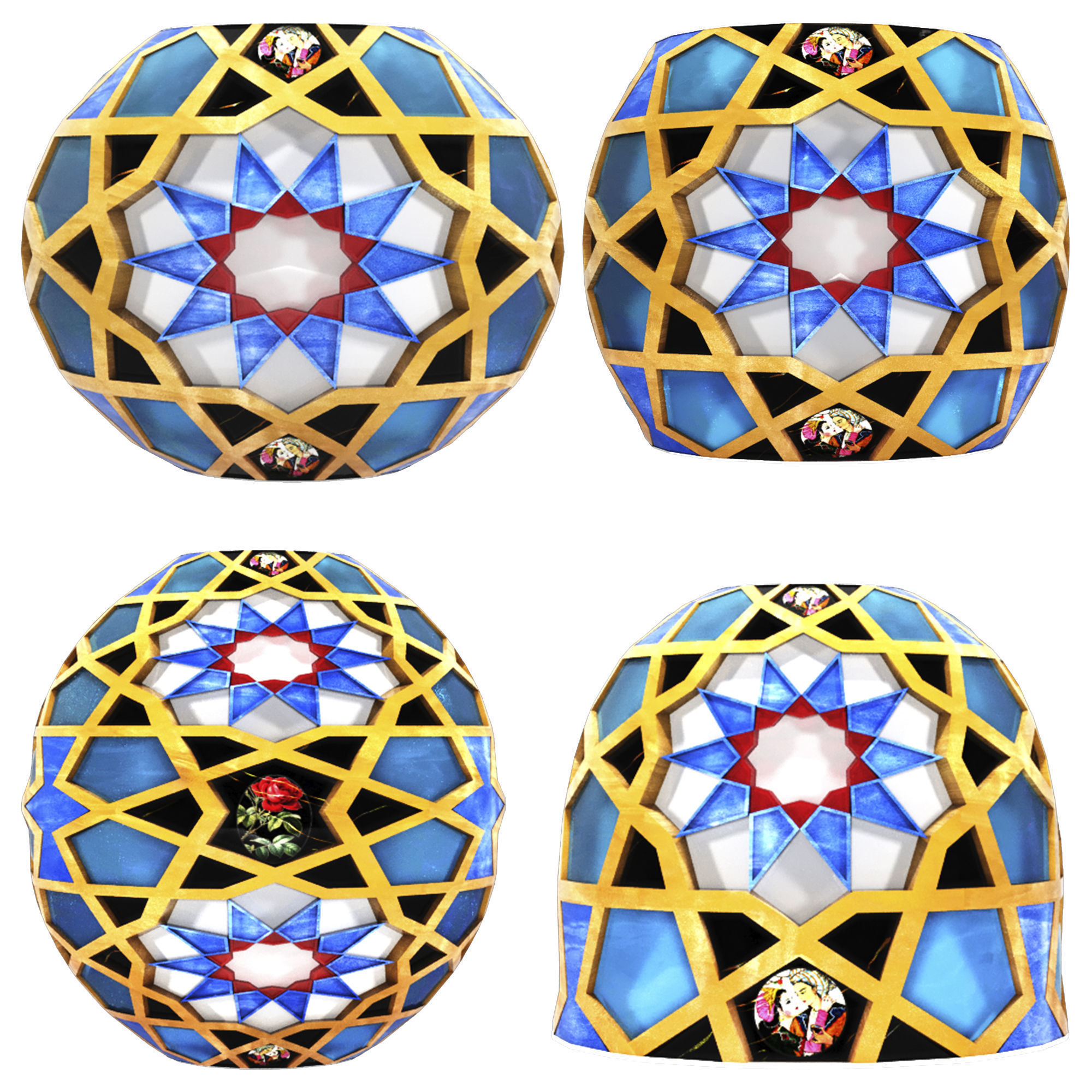 Collection of traditional vases and traditional panels 3D model_15