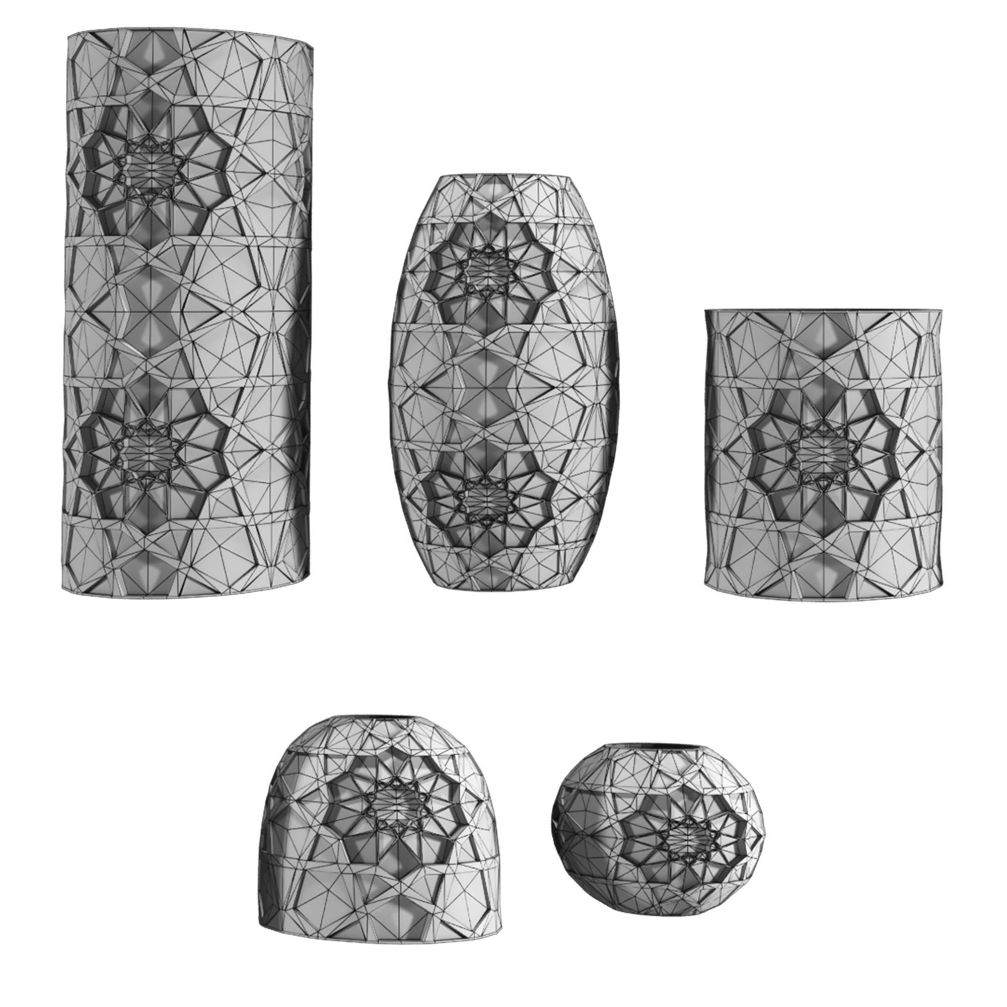 Collection of traditional vases and traditional panels 3D model_10