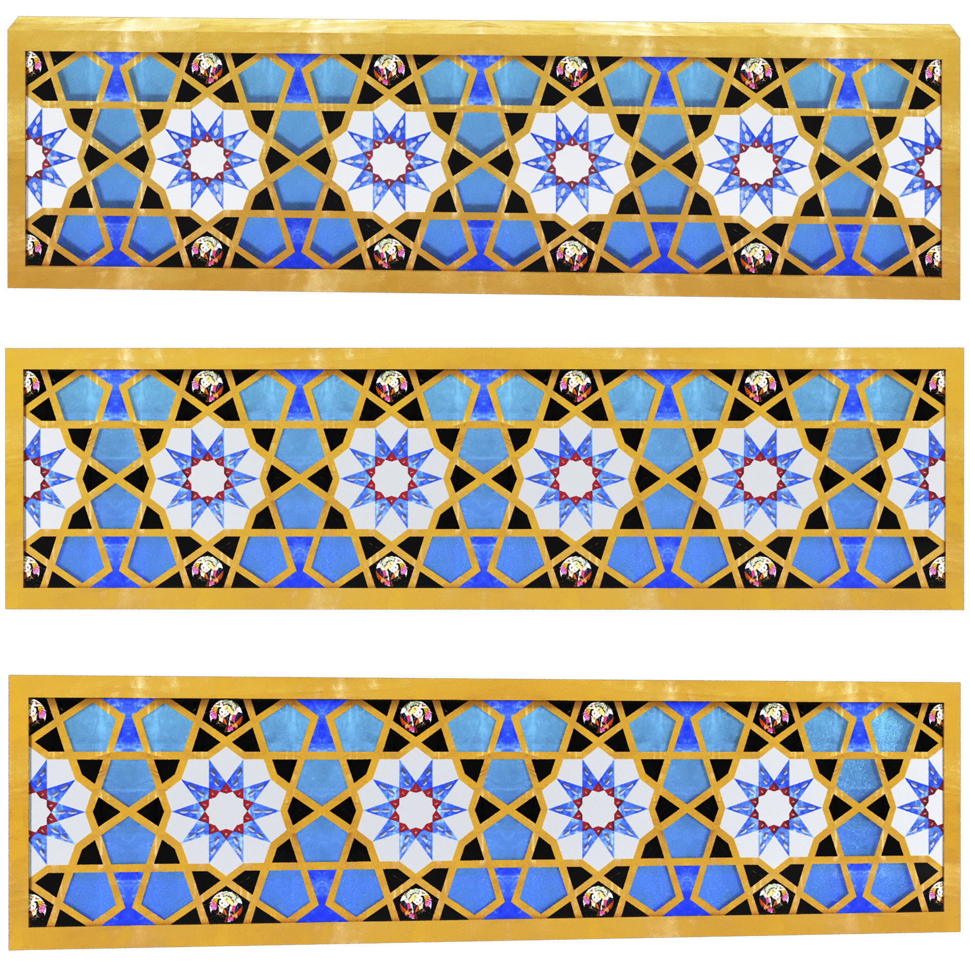 Collection of traditional vases and traditional panels 3D model_8