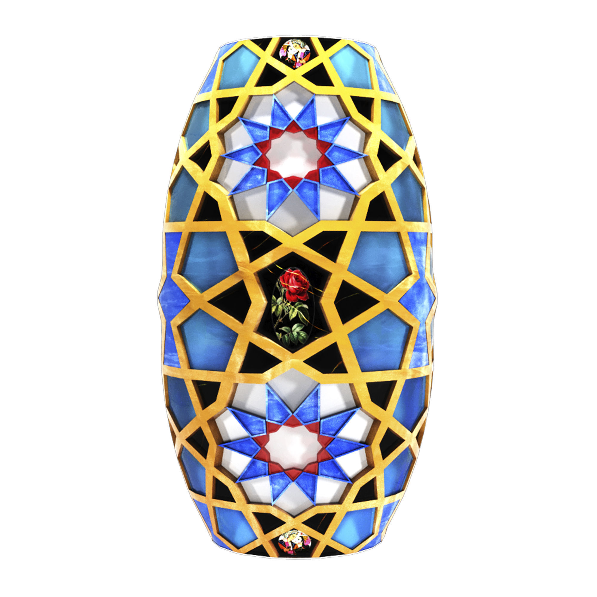 Collection of traditional vases and traditional panels 3D model_4