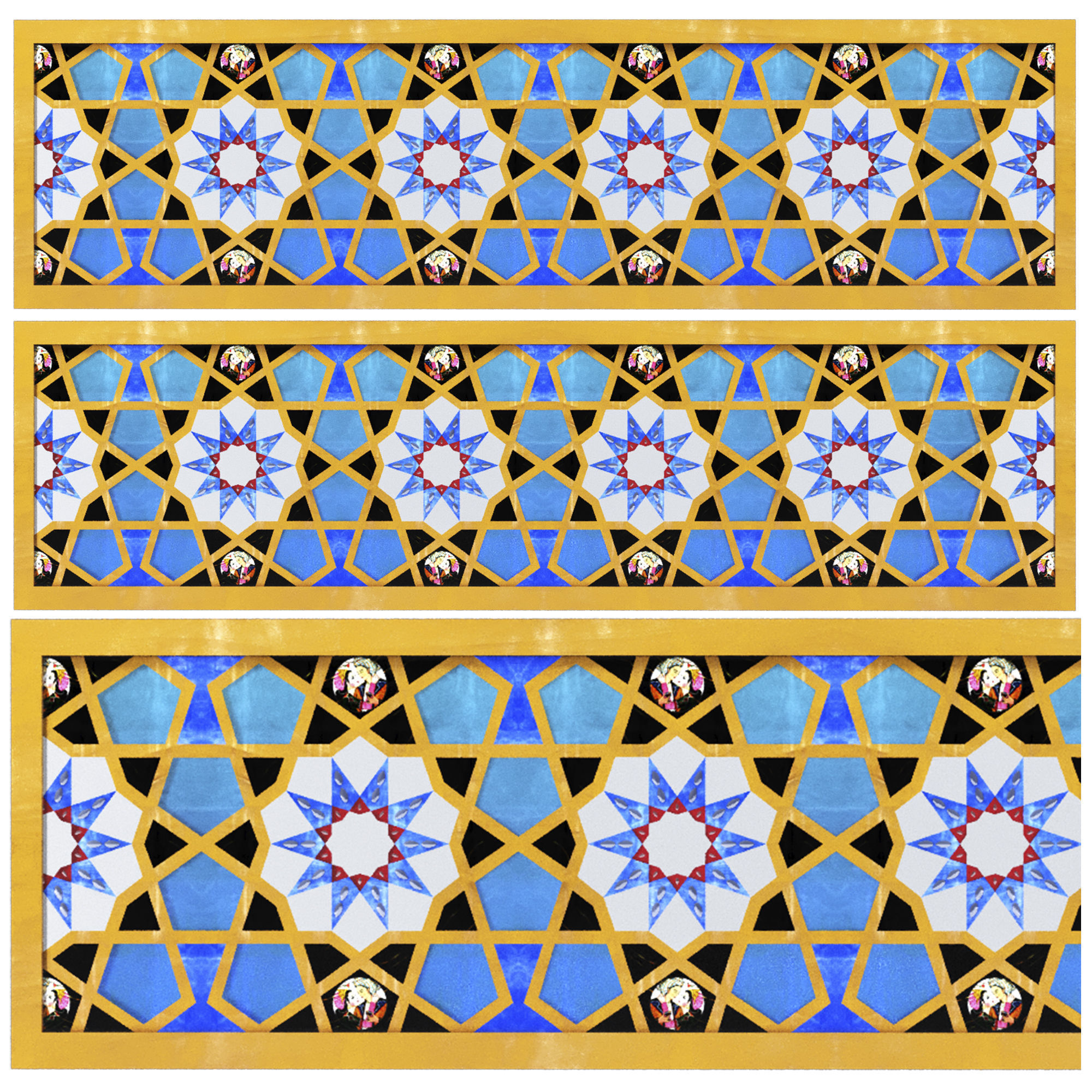 Collection of traditional vases and traditional panels 3D model_3