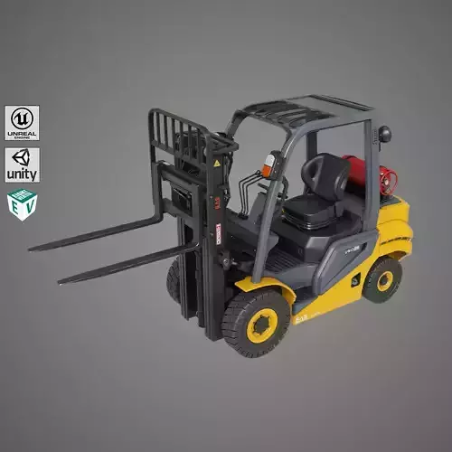 Forklift Truck 02 Yellow Rigged All PBR Unity UE Textures Low-poly 3D model