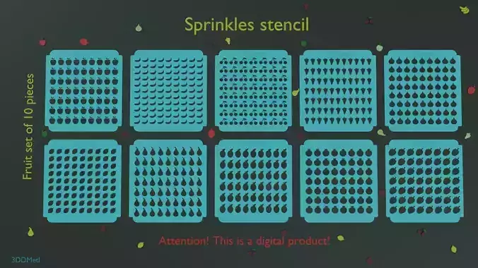 Sprinkle stencil set of ten pieces 3D print model