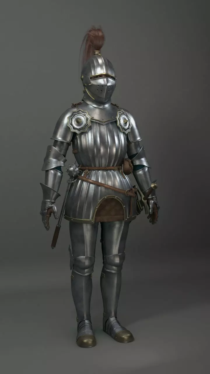 Knight Knight with halberd 3D model_0