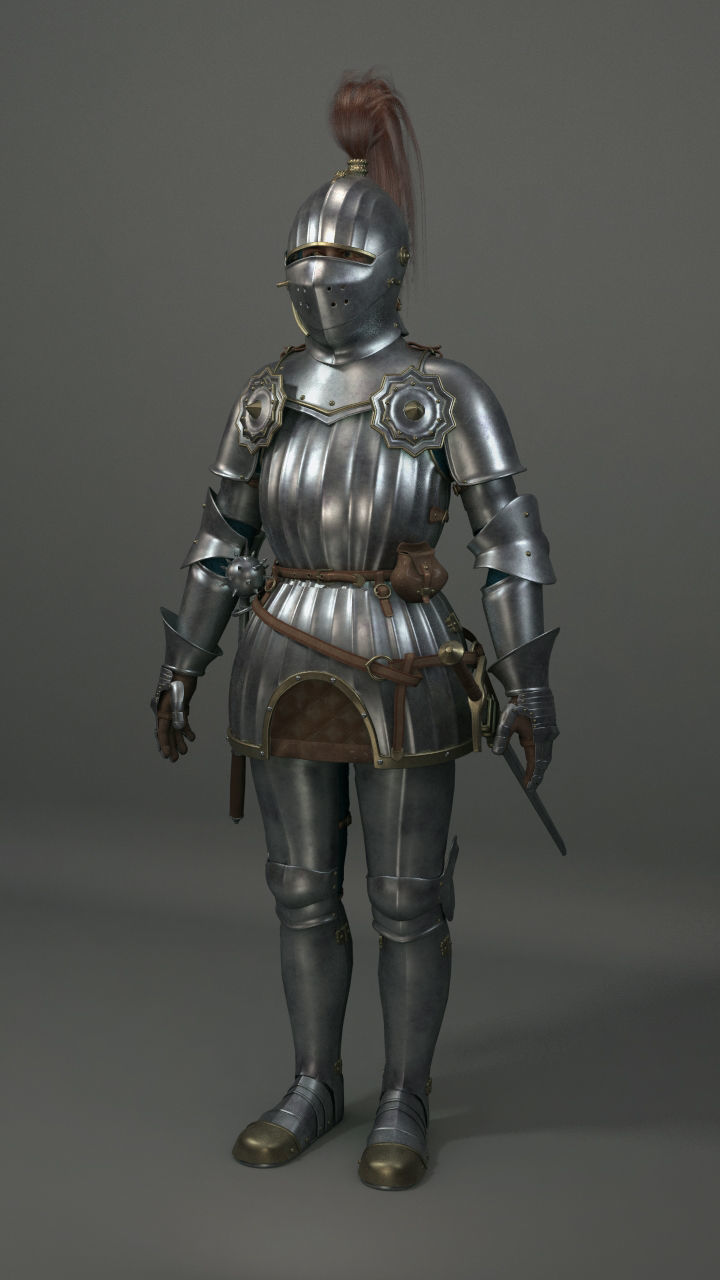 Knight Knight with halberd 3D model_3