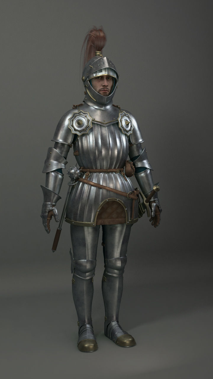 Knight Knight with halberd 3D model_2
