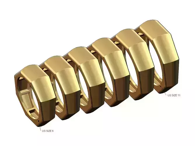 Tapered dome 8 facetes ring US sizes 6to11